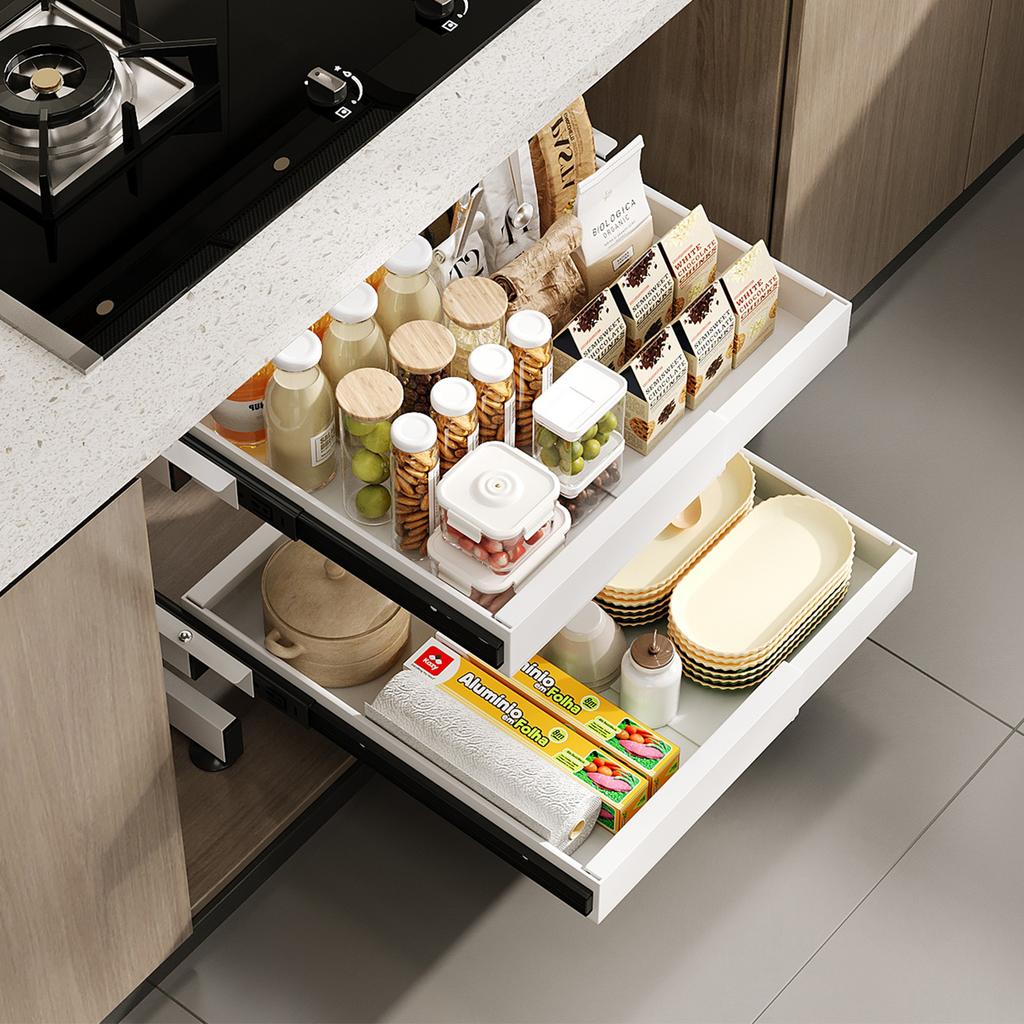 Plate Crystal Guide Rail Telescopic Storage Tray (Liftable Model)