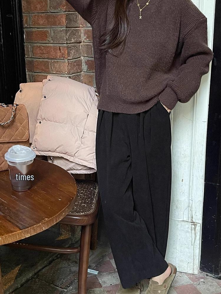 

Женские вельветовые брюки большого размера с широкими штанинами - Осенне-зимний стройнящий дизайн L (up to 115 lbs)