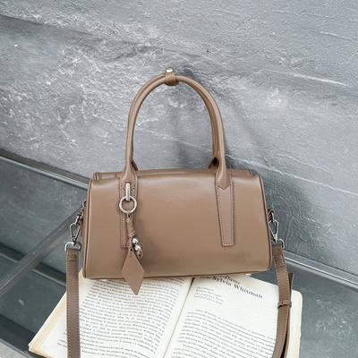 Fashion Retro Shoulder Women'S Bag Genuine Leather Natural Fall Cowhide Boston Bag Commuter Underarm Bag Handbag