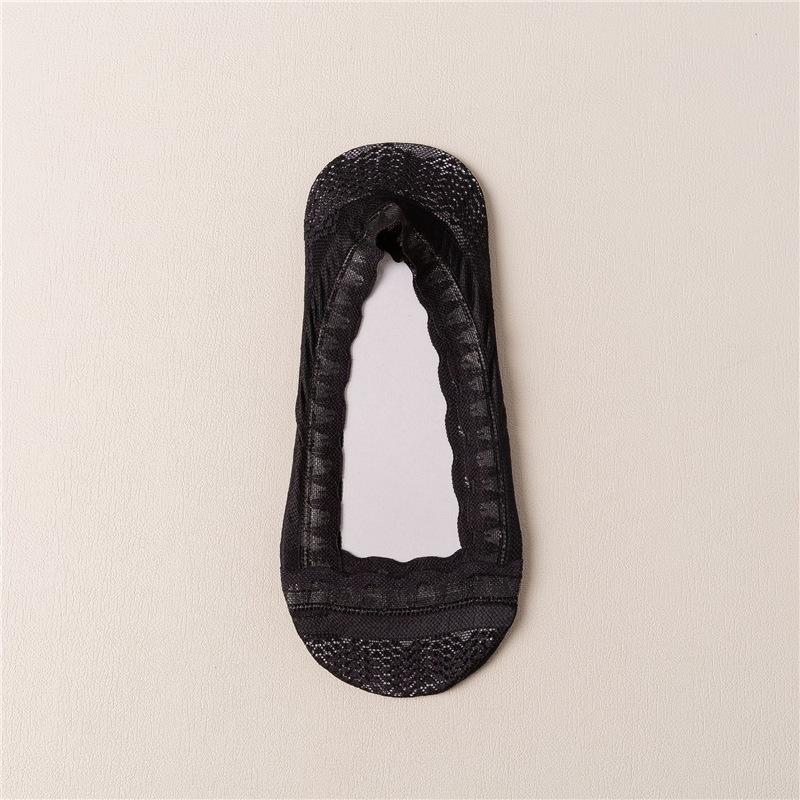 Women's Lace Invisible Stockings Spring/Summer Ultra-Thin Shallow Cut Breathable Silicone Lace Boat Socks Short Socks