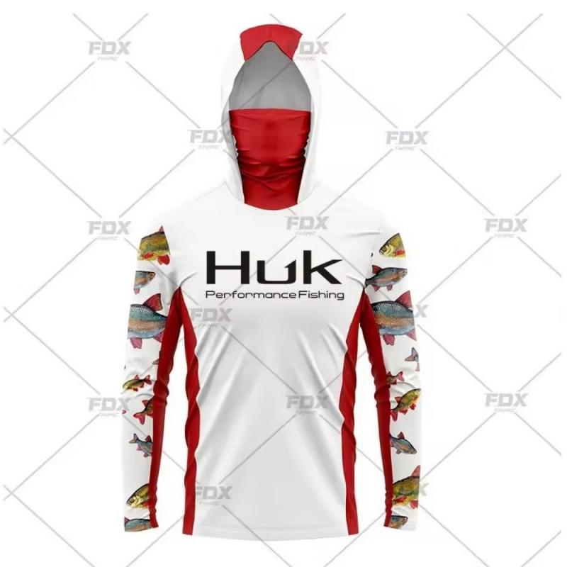 Neues HUK Langarm Kapuzenmaske Angelkleidung Anti-Ultraviolett Atmungsaktiv Lässiges Sport-T-Shirt