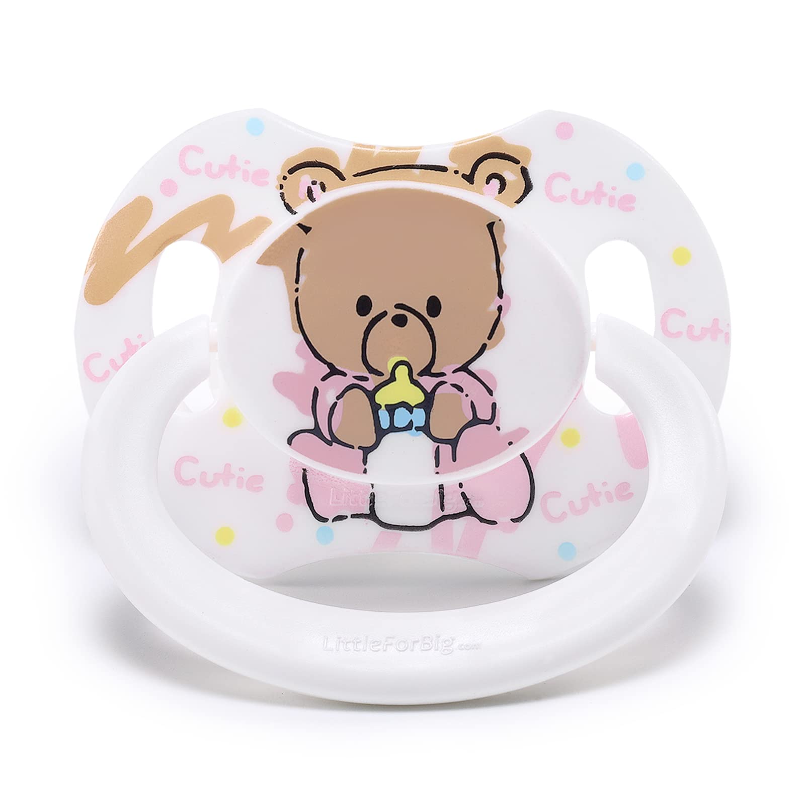 

LittleForBig Adult Pacifier New 2nd Generation with Lid White Bear [Baby Cuties]