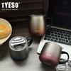 TYESO 473ml Vaccum Flask Stainless Steel Gradient Coffee Mug with Visible Lid Keep Cold & Hot Water Cup Office Desktop Drink Cup