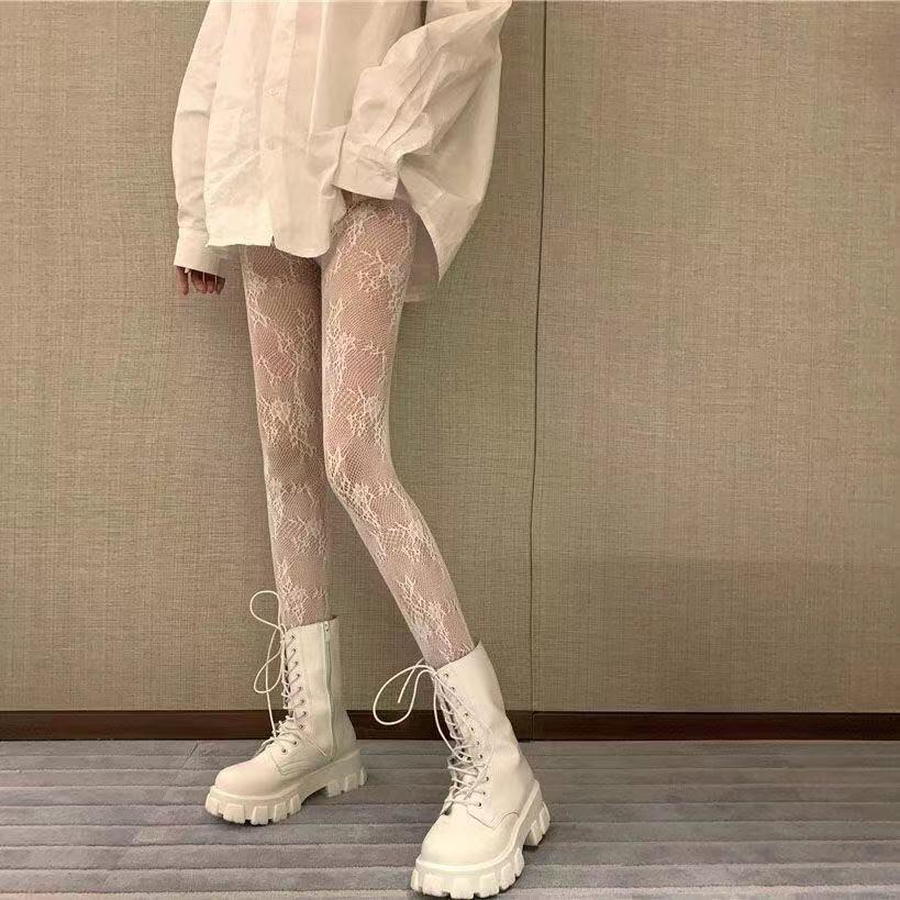 Moon Fishing Net Women's Flower Vine Autumn and Winter Sexy Stockings Thin Inner Socks with Feet Hollowed Out Fishing Net Socks