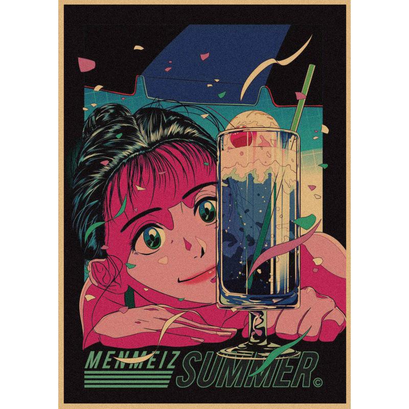 

Vaporwave Cyberpunk Girl Retro Kraft Paper Wall Poster White card paper (non-adhesive) 30*42 cm