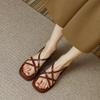 2026French Elegant Low Heel Roman Sandals Comfortable Open Toe Women's Shoes Fashionable Summer Slimming PU Leather