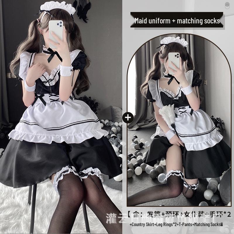 Linlin Ting Sexy Cutout Japanese Apron Maid Costume with Lace-up Design