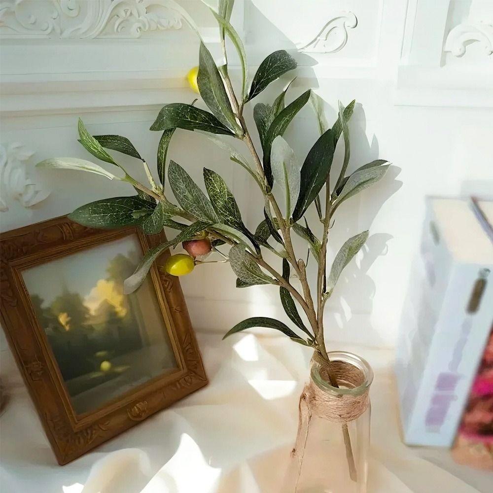 Plastic Artificial Olive Branch With Olive Fruit Fake Plant Decoration DIY Projects