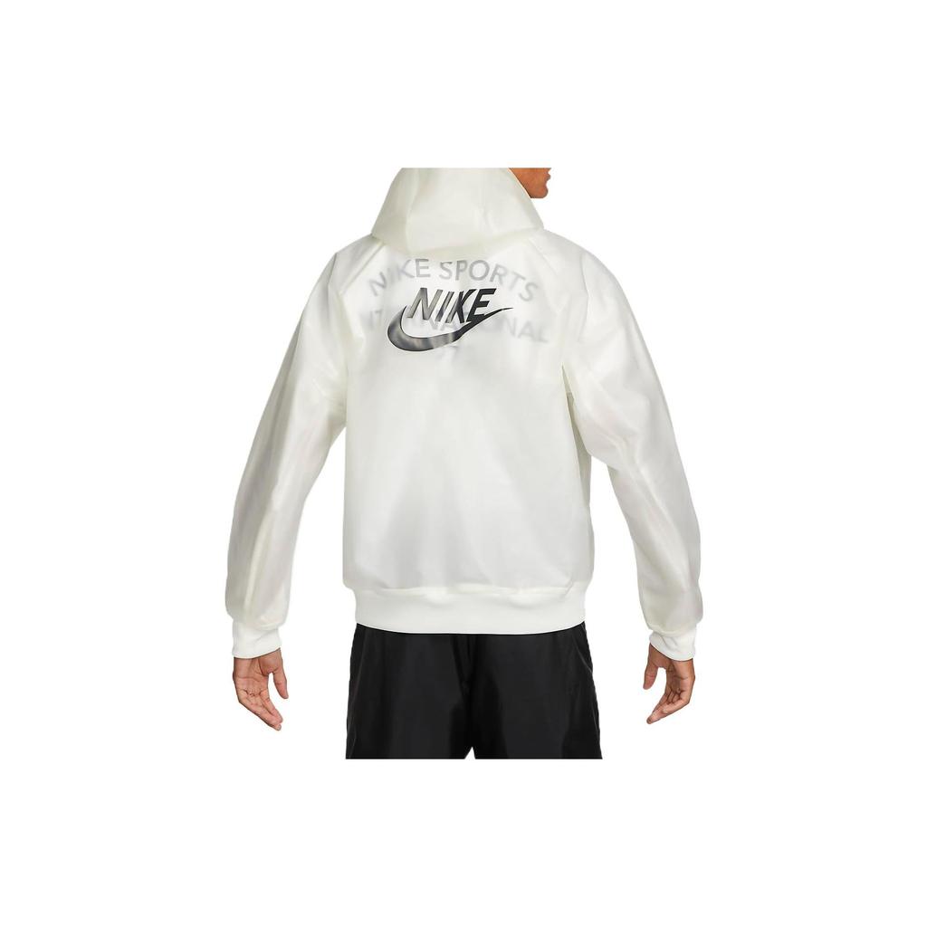 Nike Logo Print Zip-Up Drawstring Hoodie with Long Sleeves Men Jacket White DQ4250-133