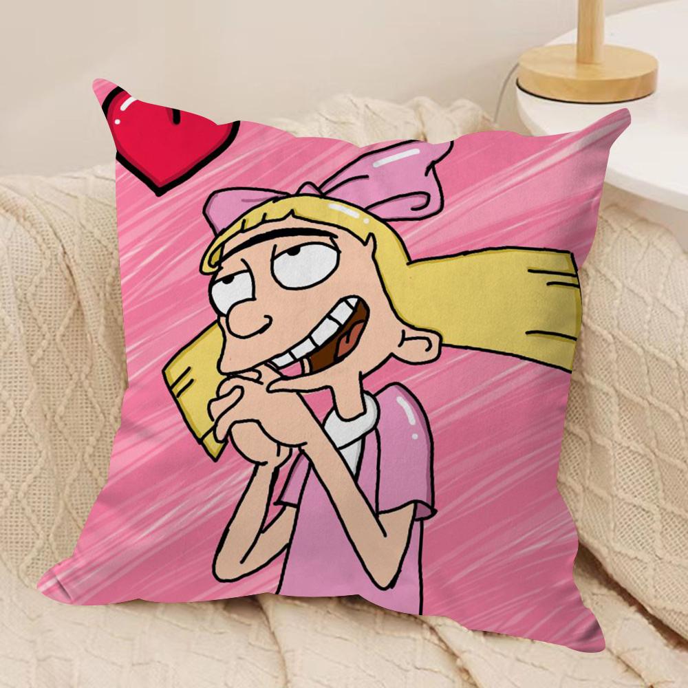 H-Hey ArnoldS Cushion Cover Silky Short Plush Double-Sided Printed Pillow Case for Sofa All Seasons Home Decor Gift