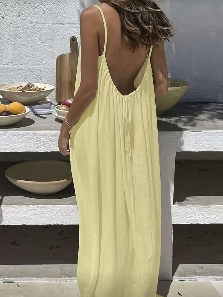 New Women's Strappy Cardigan Loose Backless Home Wear Dress