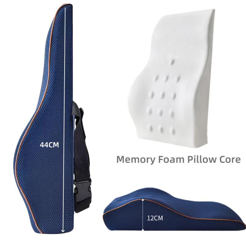 44*37*12cm Chair Backrest Memory Foam Back Pillow Ergonomic Waist Support Lumbar Protection Pillows Removable Cover