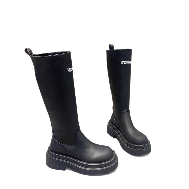 Letters But Knee Medium-high Boots for Women, New Thick-soled and Thin Rear Zipper Chimney Boots In Autumn and Winter