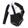 Surfing High-necked Swimsuit Women's Long-sleeved One-piece Sunscreen Belly Cover-up Slimming Diving Sports Style Student Hot