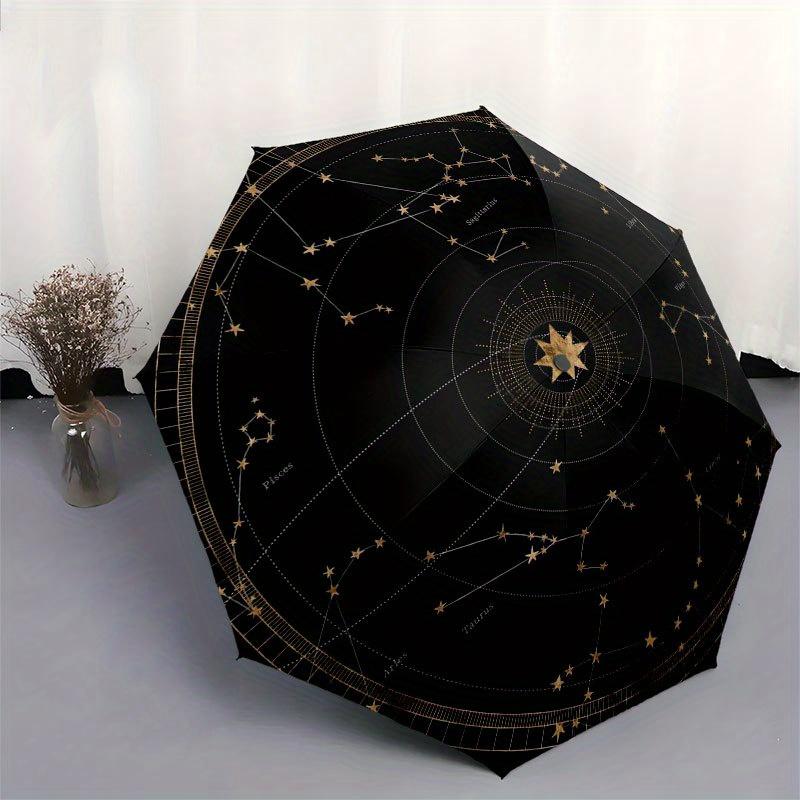 Celestial Constellation Map Wall Art DecorUmbrella with Cute Design, Portable 3-Fold Compact Umbrella for Men & Women, Valentine's Day Mother's Day Ha