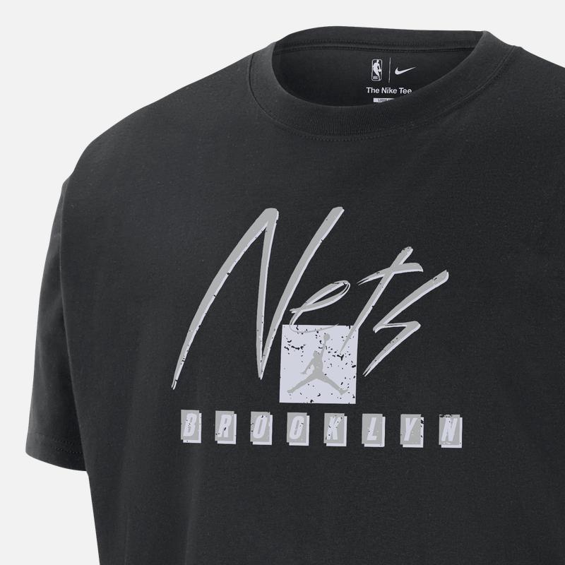 Jordan NBA Brooklyn Nets Alphabet Crew Neck Casual Loose Short Sleeve T-Shirt Men Tops Black FN1053-010