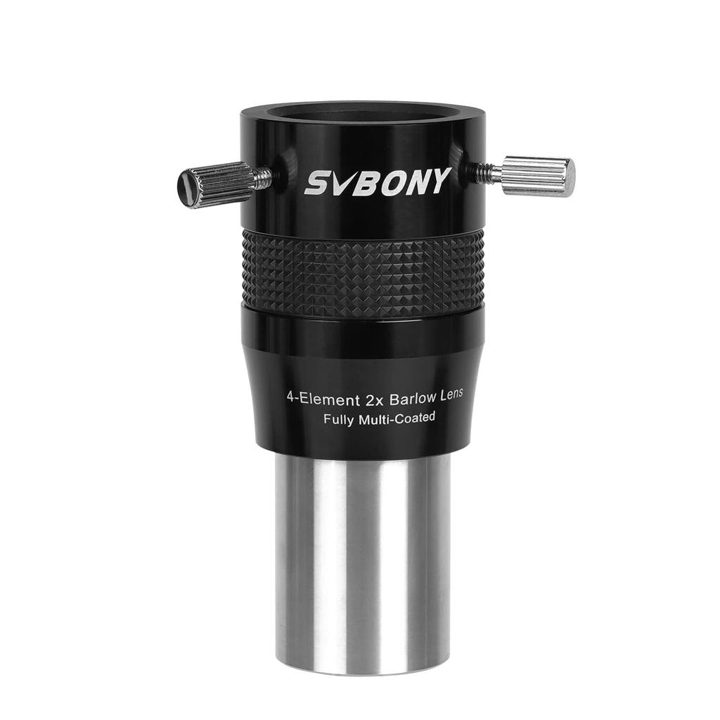 SVBONY SV216 Barlow Lens 2x Telecentric FMC Coating Focal Extender for Planetary Photography and Astronomical Telescopes 4-element 1.25-inch