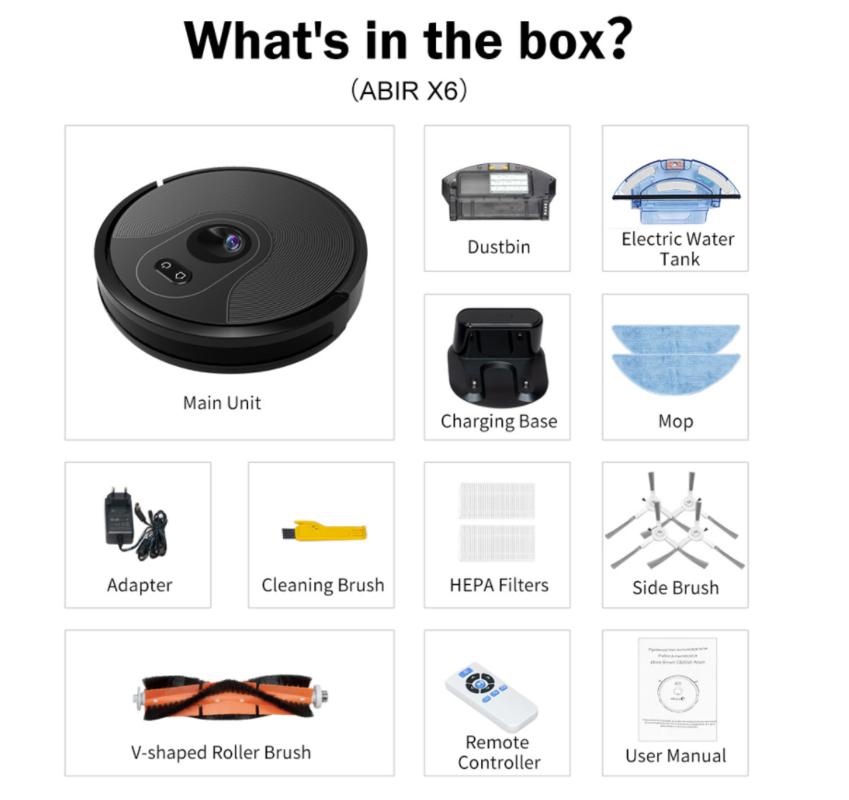 Abir X6 Robot Vacuum Cleaner with Camera Navigation, Intelligent Memory, Virtual Hand Lock, Low Noise, Intelligent Water Tank | Vacuum Cleaners