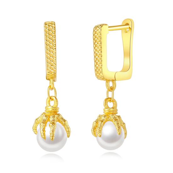 1 Pair Unisex Stud Earrings Claw Faux Pearl Jewelry Hip Hop Screw Texture Stud