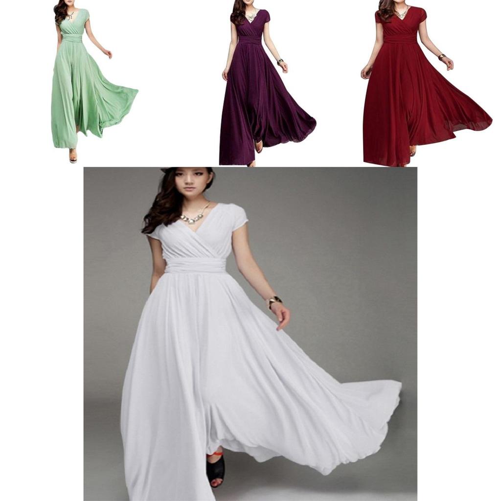 Elegant Women Long Formal Evening Prom Party Bridesmaid Chiffon Ball Gown Cocktail Dress For Special Occasions