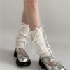 A Pair of Ballet Style Sweet Lolita Socks with Knitted Bow and Mid Leg Socks Paired with Lolita Clothing