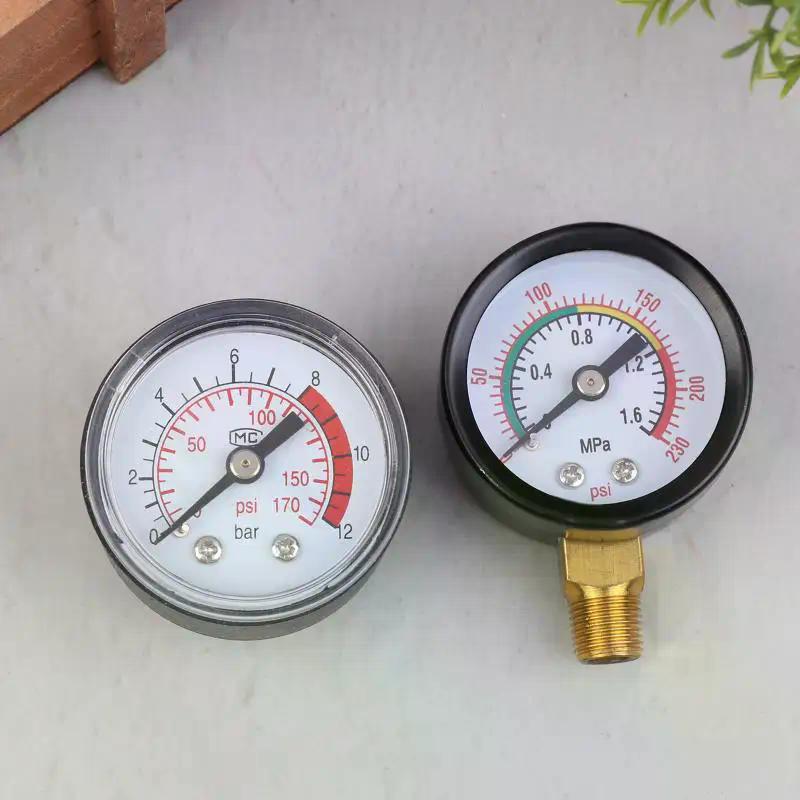 Pressure Ring Instrument Gauge Air Compressor Pneumatic Hydraulic Fluid 0-12bar / 0-170PSI Easy to Read Dial Measu