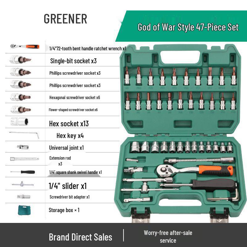 Multifunctional Car Repair Tool Set with Ratchet Socket Wrench