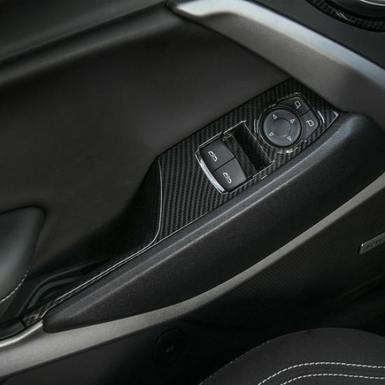 Carbon Fiber Window Lift Switch Shift Panel Trim Cover For Chevrolet Camaro 17+