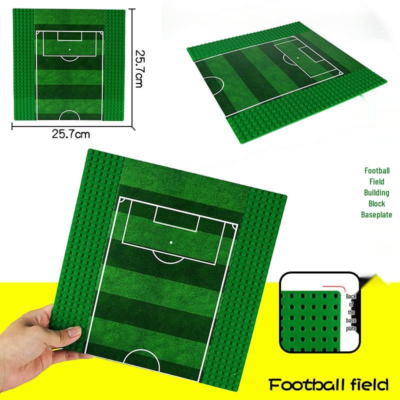 

32x32 Building Block Baseplate for Sports Scene: Football & Basketball Theme Green Straight Track
