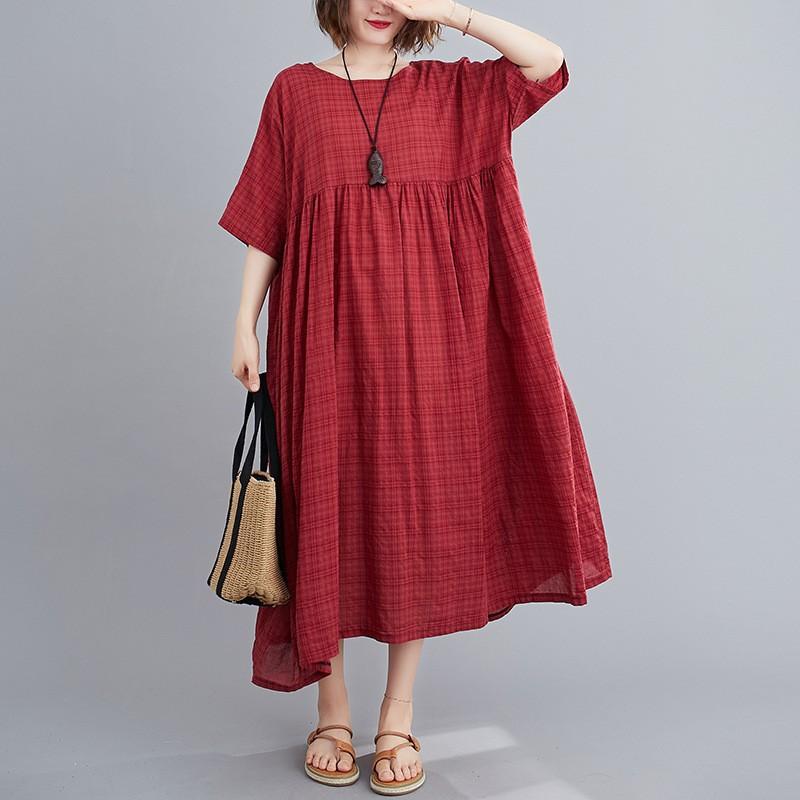 

Летние свободные платья большого размера с короткими рукавами и большим подолом для женщин One Size бордовый