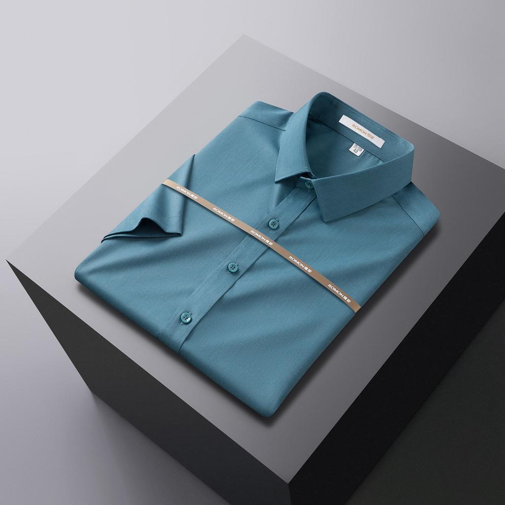Summer New Bamboo Fiber Shirt Men's Short-sleeved Slim-fitting Non-iron Business Formal Wear Professional Work Clothes Suit White Shirt
