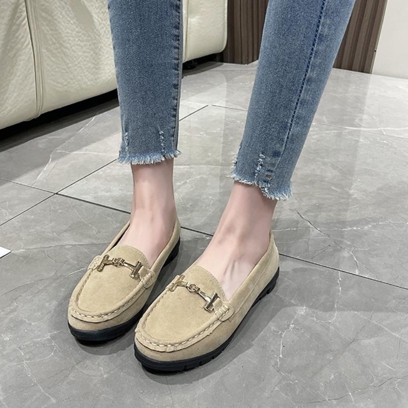 Дизайнерские женские рабочие туфли на плоской подошве с металлической пряжкой — фото 8