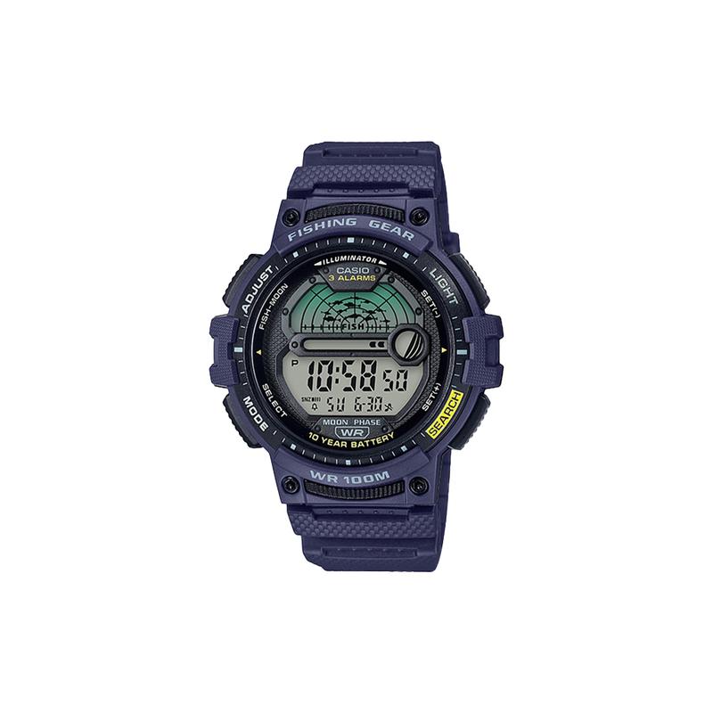 

Casio YOUTH series - disc digital display, simple outdoor fishing, tide and moon phase LCD display, sports waterproof, quartz movement, WS-1200H-2A чёрный