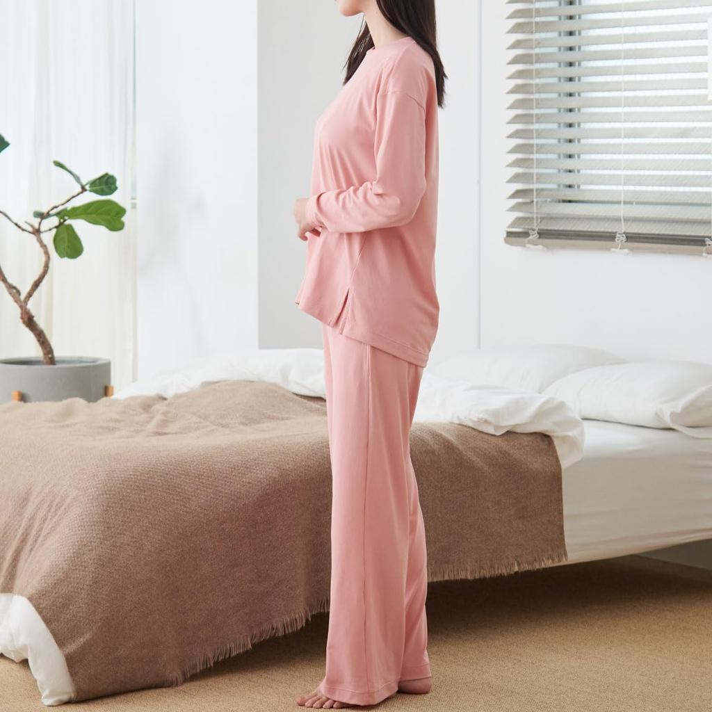 Venex Standard Recovery General Medical Long Sleeve Boat Neck and Flared Pants Size L Women's Dry+ Wear, Device, T-Shirt Set, Navy,