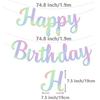 Happy Birthday Banner Pre-strung No DIY Glitter Birthday Party Banner Sign Wall Decor Door Banners for Men Women Boys Girls Party Backdrop