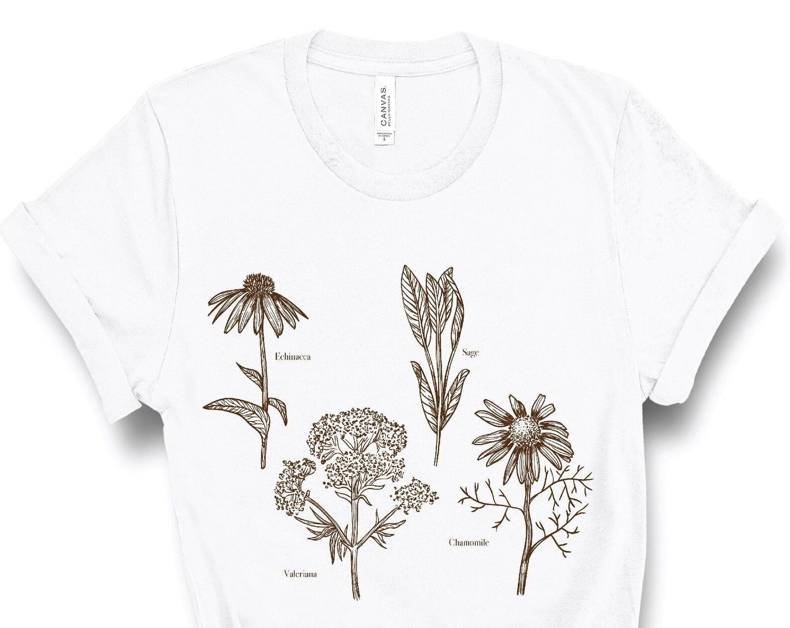 Flowers T shirt, Herbs T Shirt, Botanical Plant Tshirt, Botanical T Shirt, Wildflower T Shirt, Vintage Plant Shirt, Vintage Botanical Shirt S