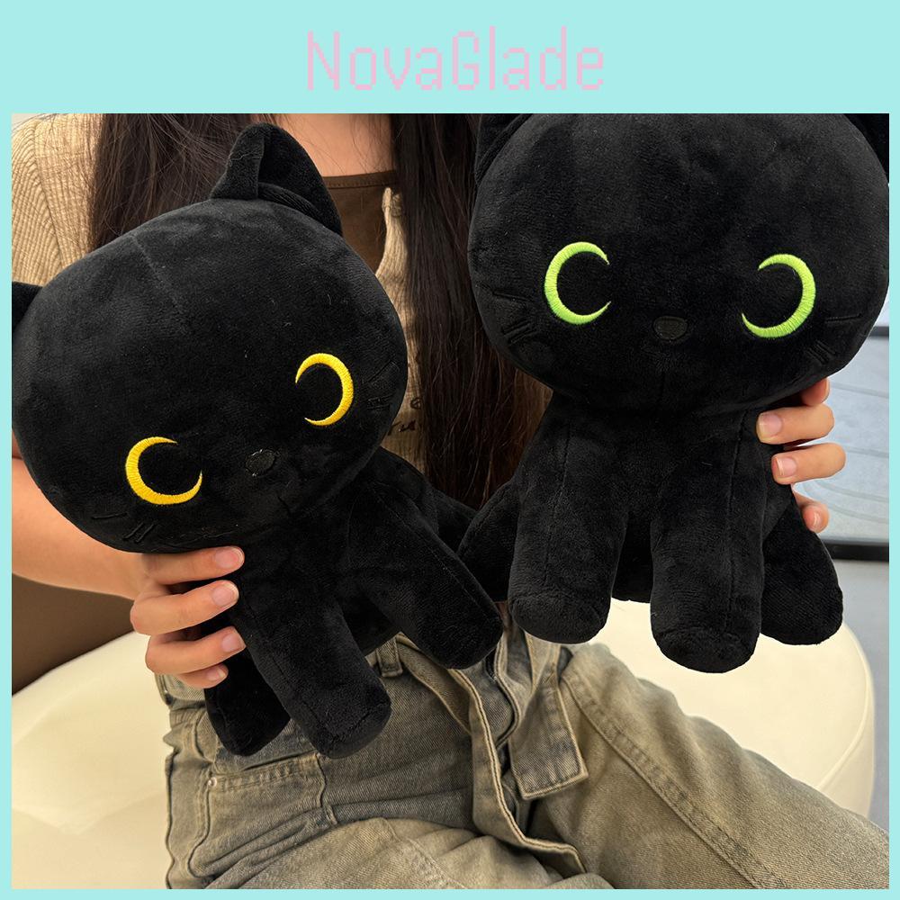 Black Cat Plush Soft Toy With Comfortable Filling For Birthday Gift And Collectors