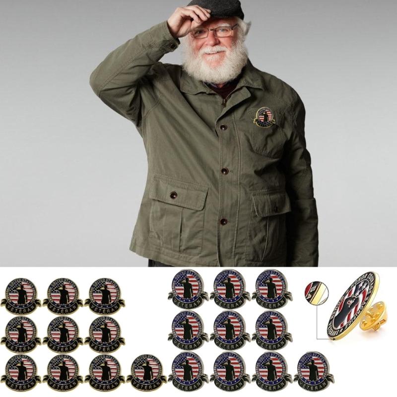 Moderne lapel-pins for veteraner Bærbar service-minnebrosje Solide legeringspins Dekorasjon for voksne Daglig bruk