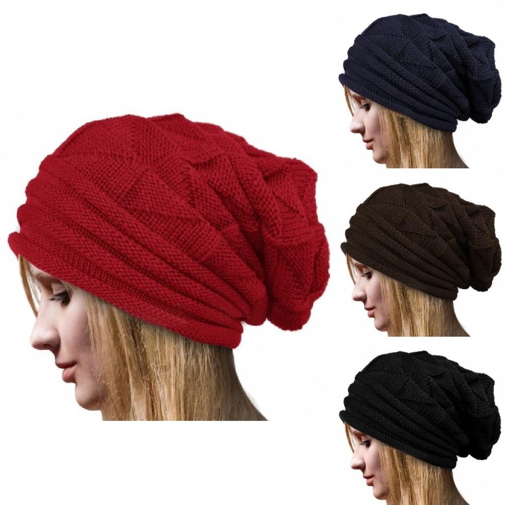 Women's Retro Pleated Edge Pullover Hat Cozy Knitted Beanie For Winter Sports