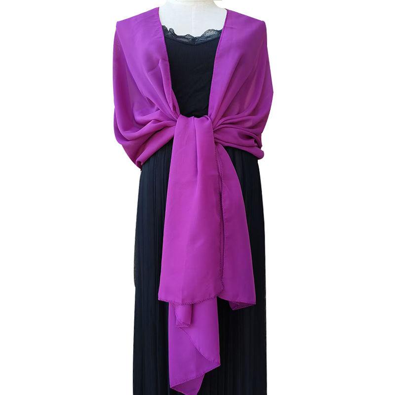 Shawl Dress Shawl Scarf Chiffon Dinner Dual-Use Women Solid Color Cheongsam Party
