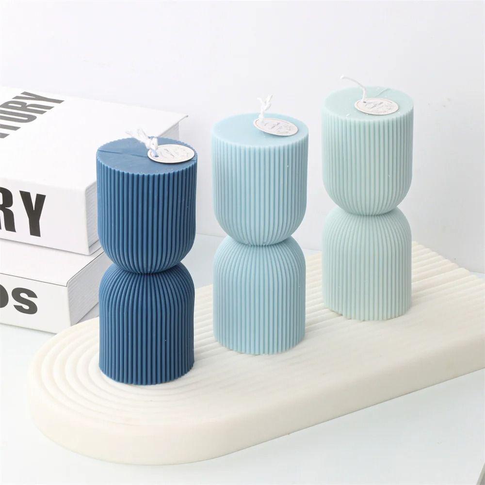 Flat Top Candle Mould Silicone Columnar Mold Stripe Cylindrical Candle Mold Candle Making