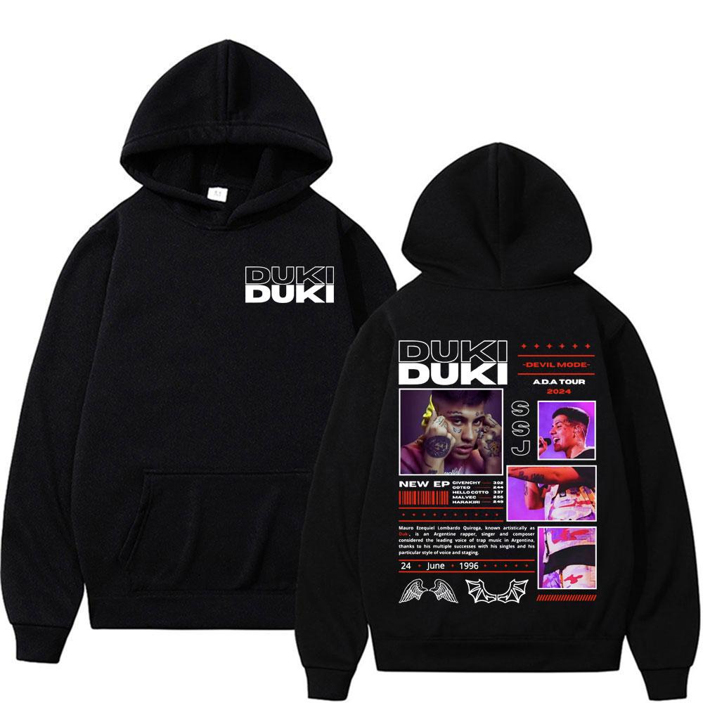 Rapper Duki Ameri 2024 Tour Grafik-Hoodies für Herren Damen Lässige Fleece Hochwertige Sweatshirts Harajuku Hip Hop Punk Pullover