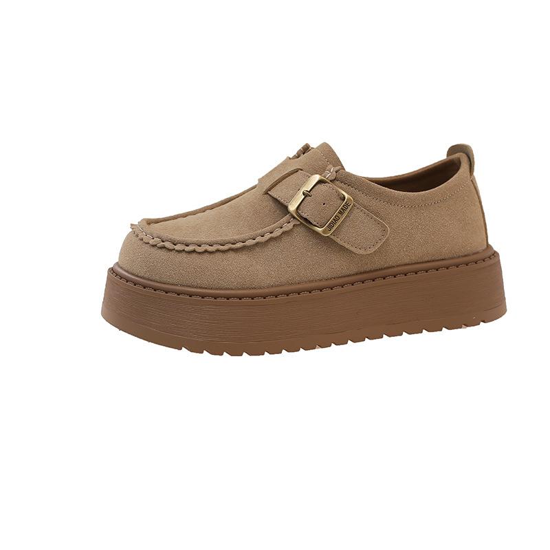 

2025 autumn Korean version of the new matte loafers women s casual buckle thick sole shallow mouth one pedal commuter single shoes women 40