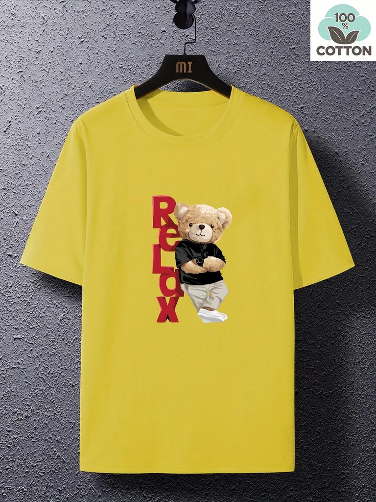 New Cool Bear Baby Print 100Cotton Men Woment Tshirt Summer Autumn Daily Outdoor Sports Party Casual Loose Street Shortsleeve