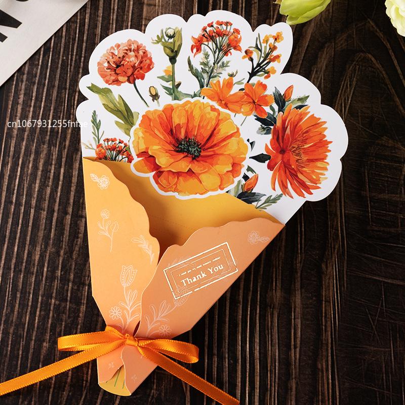 1PCS Carnation Creative Floral Postcard - Exquisite Greeting Card for Birthday Teacher Day Gifts Beautiful Thanks Flowers