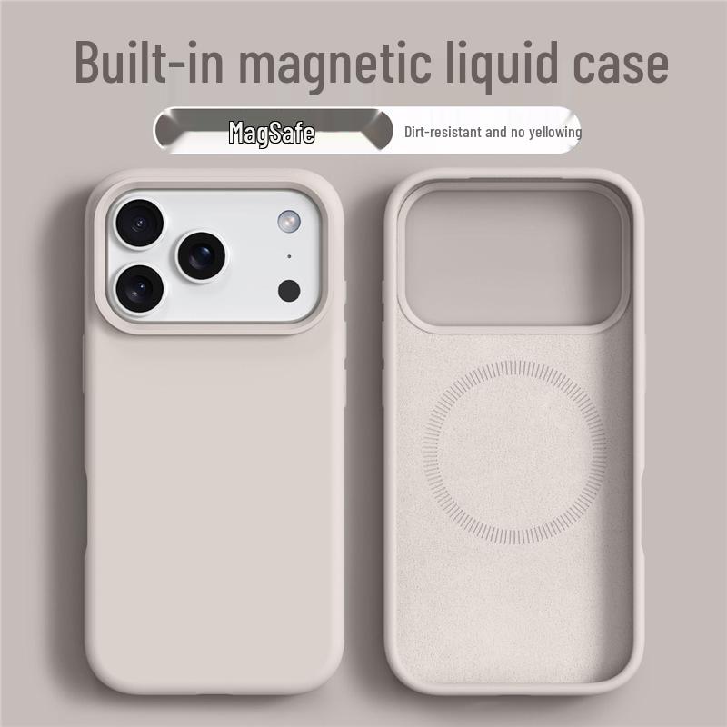 Flüssigsilikon-Magnet-Handyhülle für iPhone 16 Pro Max – Vollständige Abdeckung, Neues Design mit großem Loch