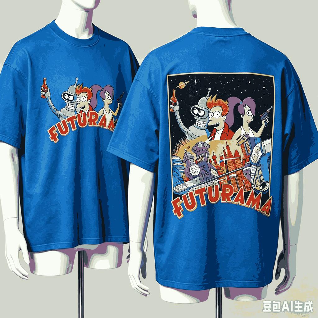 Futurama Für Fan Geschenk T-Shirt Unisex Unisex Harajuku Oversized Unisex Kurzarm Streetwear Hohe Qualität Paare Atmungsaktiv Weich