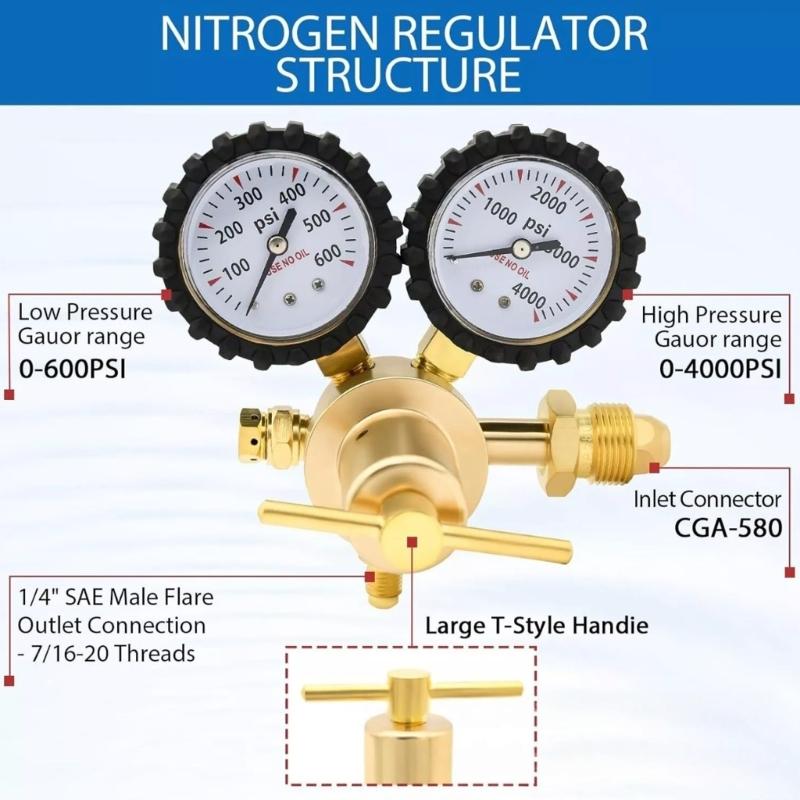 Nitrogen Regulator 1/4inch Male Outlet For Secure Connection And Long Lasting Performances In HVAC Environment