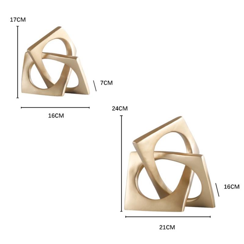 Versatile Abstract Geometric Distortion Ornament Craft Desk Decoration Golden Square Collar Artwork Statue Room Aesthetics Decor