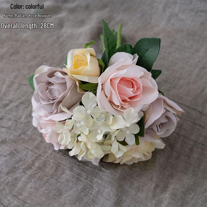 Rose-Colored Artificial Flower Bouquets for Home Decoration - GF12510